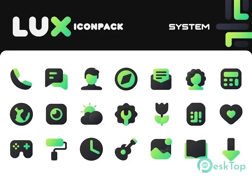 Green Icon Pack : LuX 4.4 APK MOD تحميل مجاني كامل