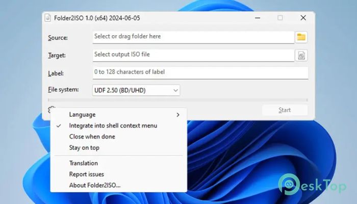 Yubsoft Folder2ISO 1.2 Tam Sürüm Aktif Edilmiş Ücretsiz İndir