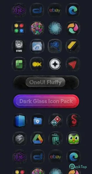 OneUI Fluffy Dark Glass Icons 1.5 APK MOD Unlocked (Full) Free Download