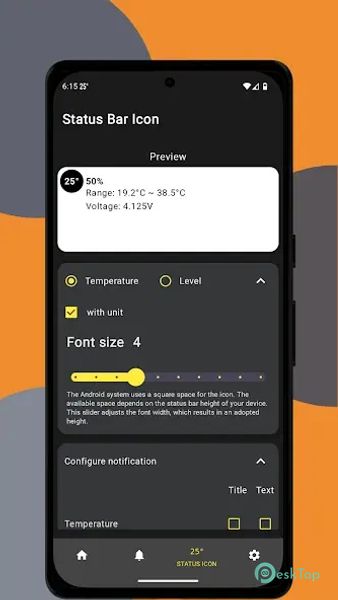 Status Bar Battery Temperature 1.2.1 APK MOD Unlocked (Full) Free Download