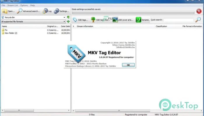 3delite MKV Tag Editor 1.0.159.254 Tam Sürüm Aktif Edilmiş Ücretsiz İndir