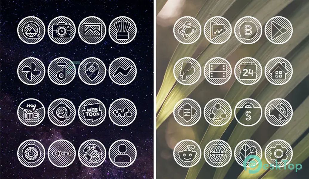 Lines Circle – White Icon Pack