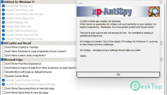 Builtbybel XD-AntiSpy 4.12.5 Tam Sürüm Aktif Edilmiş Ücretsiz İndir