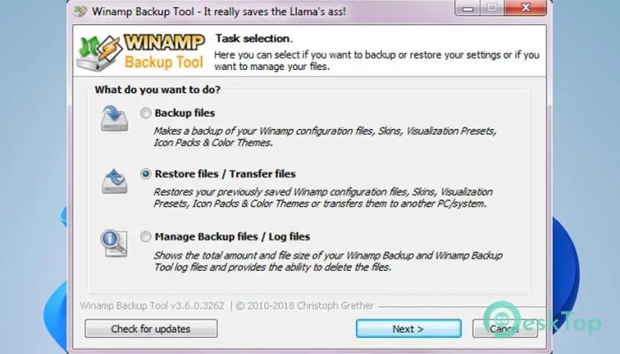 Download Winamp Backup Tool 3.6.5 Free Full Activated 1