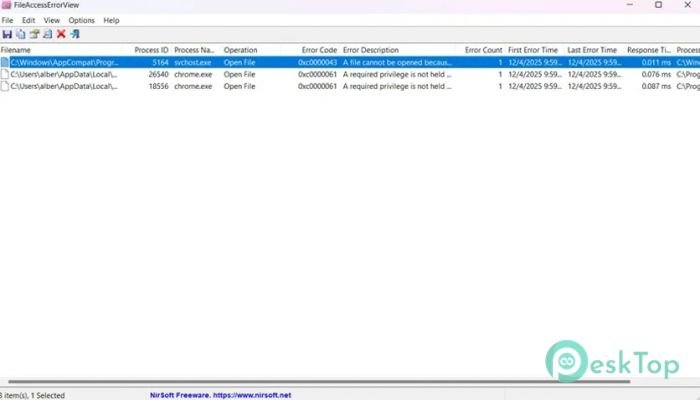Download NirSoft FileAccessErrorView 1.0 Free Full Activated