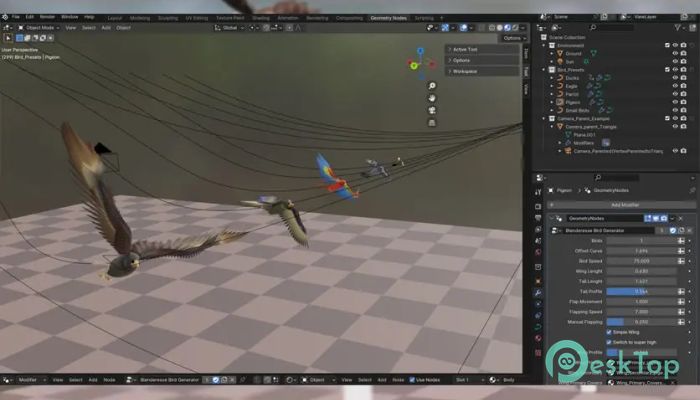 Bird Generator Setup for Geometrynodes Blender
