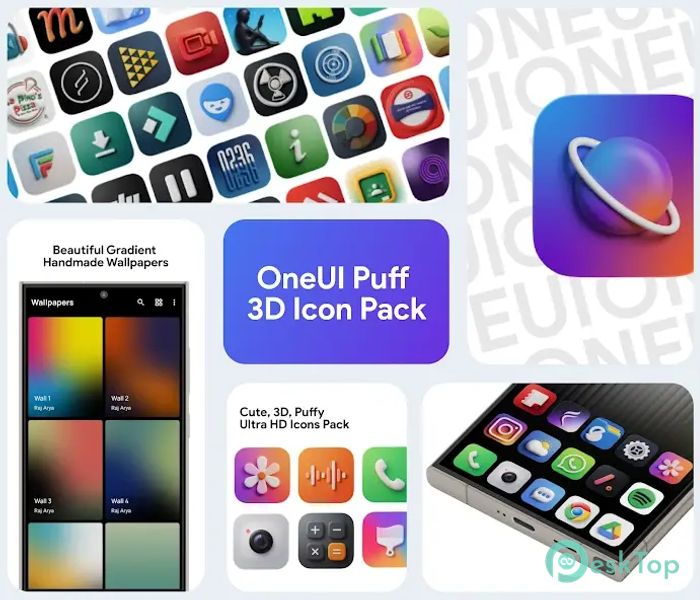 OneUi Puff 3D Icon Pack 2.0 APK MOD تحميل مجاني كامل