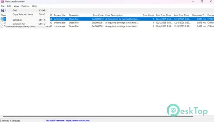 Download NirSoft FileAccessErrorView 1.0 Free Full Activated
