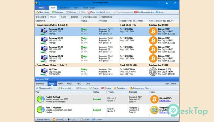 Awesome Miner Ultimate 10.1.0 Tam Sürüm Aktif Edilmiş Ücretsiz İndir