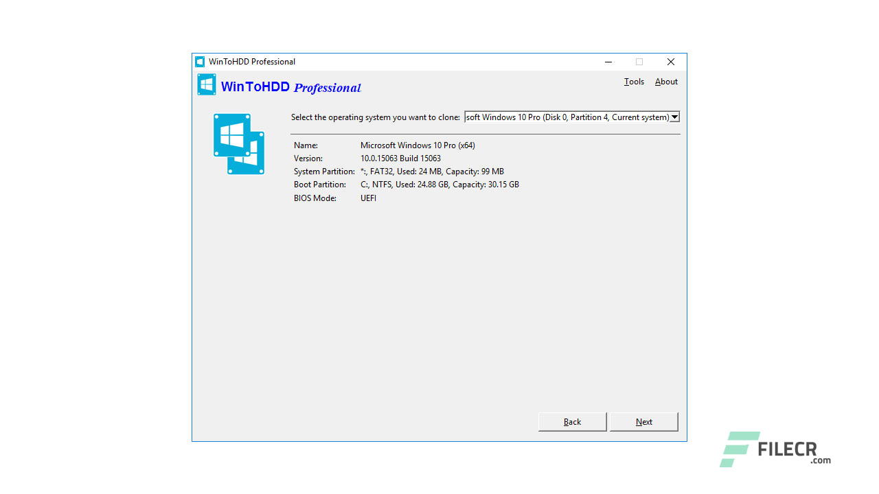 instal WinToHDD Professional / Enterprise 6.2