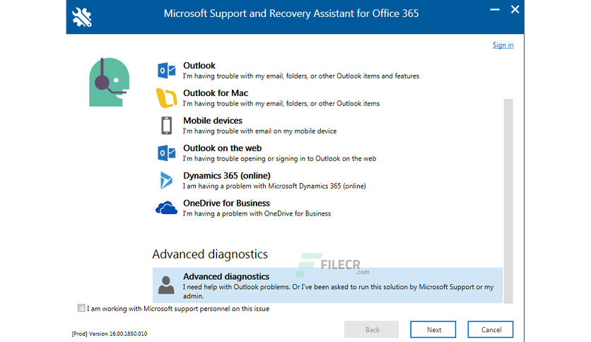 download the new version for apple Microsoft Support and Recovery Assistant 17.01.0268.015