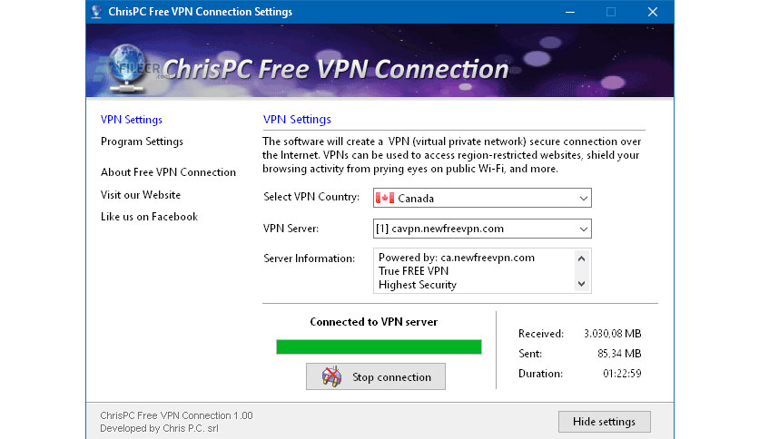 download the new version for windows ChrisPC Free VPN Connection 4.06.15