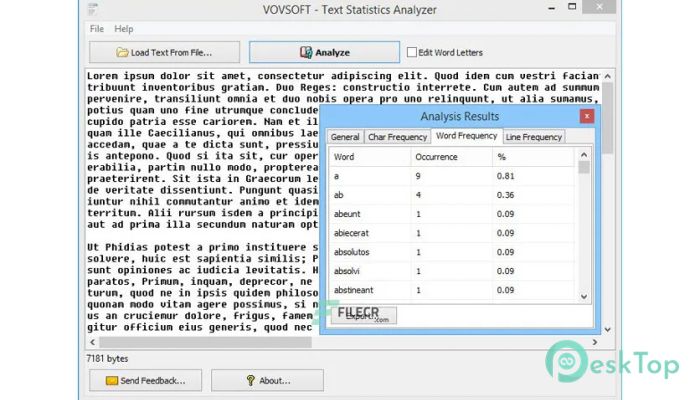 VovSoft Text Statistics Analyzer 3.5.0 Tam Sürüm Aktif Edilmiş Ücretsiz İndir