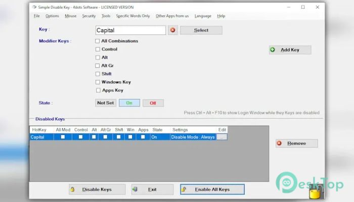 下载 Softpcapps Simple Disable Key 1.0 免费完整激活版