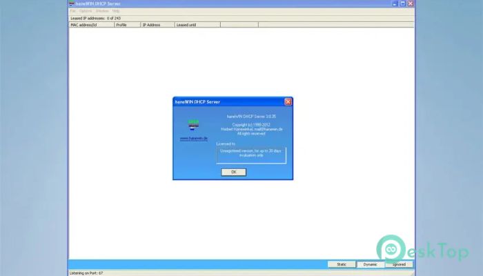HaneWin DHCP Server 3.1.28 完全アクティベート版を無料でダウンロード