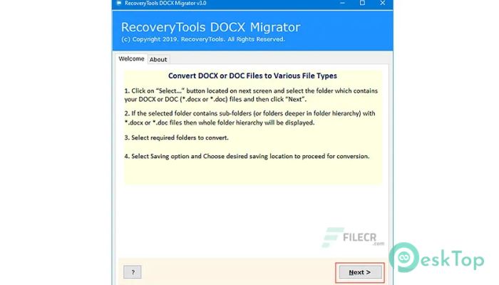 Télécharger RecoveryTools DOCX Migrator  3.7 Gratuitement Activé Complètement