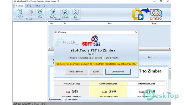 تحميل برنامج eSoftTools PST to Zimbra Converter  2.5 برابط مباشر