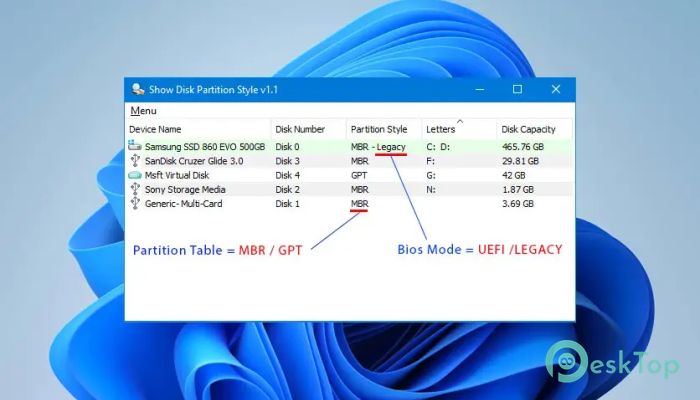 下载 Sordum Show Disk Partition Style 1.1 免费完整激活版