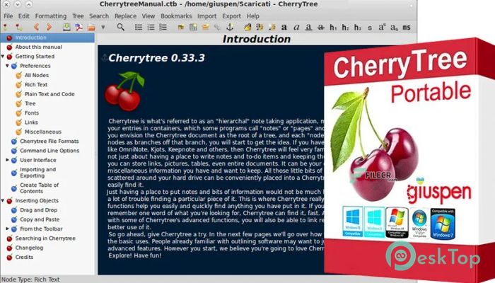 CherryTree 0.99.23.0 Tam Sürüm Aktif Edilmiş Ücretsiz İndir