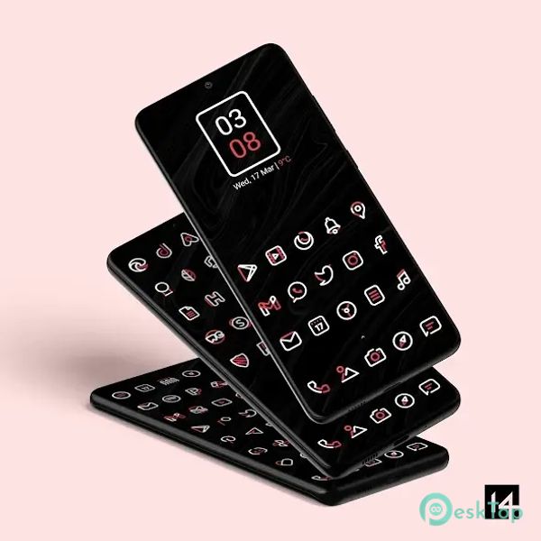 Aline Red: linear icon pack 1.9.9 APK MOD تحميل مجاني كامل